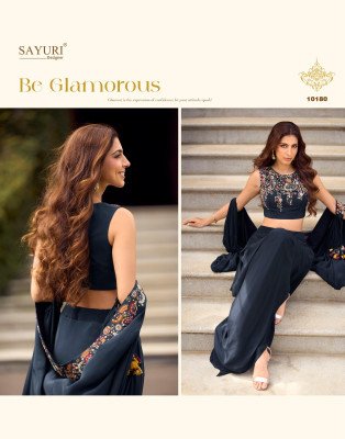 SAYURI DESIGNER GAUHAR Stitched Real Georgette Crepe Silk Jacket Blouse CanCan Lehenga Set Indo Western