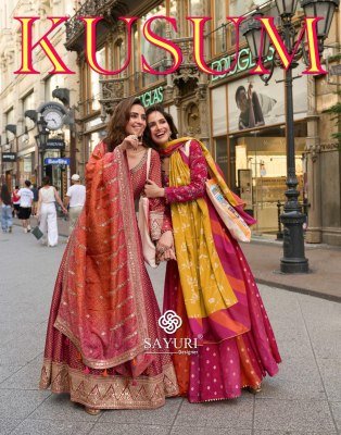SAYURI DESIGNER KUSUM  PURE VISCOS JACQUARD SILK  ANAARKALI WHOLESALE  RATE  READYMADE SUITS COLLECTION  kurti pant with dupatta Catalogs