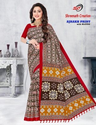 SC Ajarakh Print Vol 1 pure cotton printed saree catalogue at low rate sarees catalogs