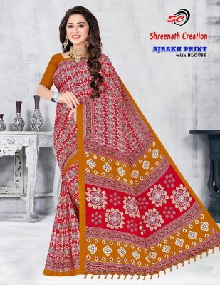 SC Ajarakh Print Vol 1 pure cotton printed saree catalogue at low rate sarees catalogs