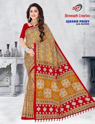 SC Ajarakh Print Vol 1 pure cotton printed saree catalogue at low rate sarees catalogs