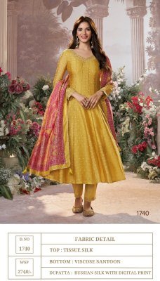 Seerat D NO 1740 Viscose Santoon Russian Silk Anarkali Suit Single Pcs Wholesale Rate  fancy Anarkali suit catalogs