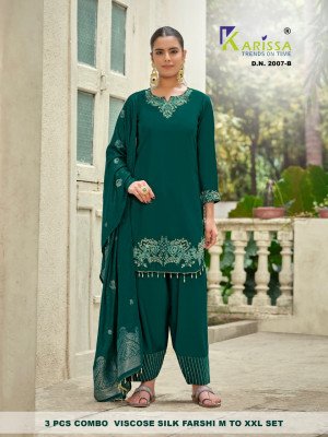 SETWISE KARISSA D.N.2006 A-B & D.N.2007 A-B Premium Viscose Silk Farshi Salwar 3-Piece Set Size wise Combo Set