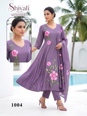 SHIVALI Vol-02 Mal Chanderi Brush Print Kurti Pant with Dupatta kurti pant with dupatta Catalogs