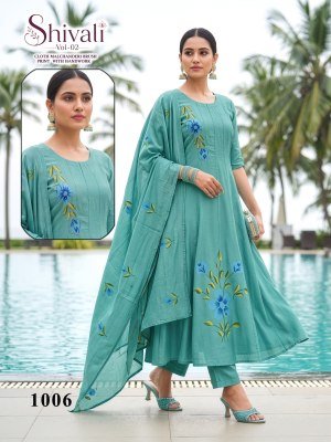 SHIVALI Vol-02 Mal Chanderi Brush Print Kurti Pant with Dupatta kurti pant with dupatta Catalogs