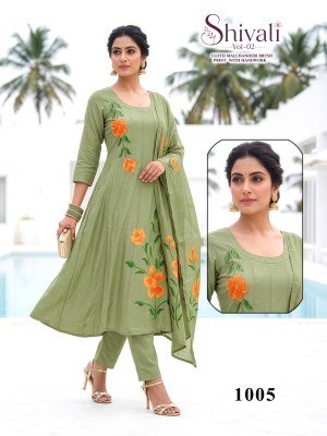 SHIVALI Vol-02 Mal Chanderi Brush Print Kurti Pant with Dupatta kurti pant with dupatta Catalogs