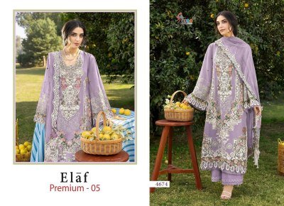 SHREE FABS ELAF PREMIUM-05 DN-4673 and DN-4676 Heavy Embroidered Dupatta Dress Material wholesale catalogs