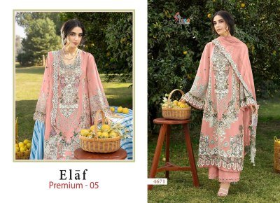 SHREE FABS ELAF PREMIUM-05 DN-4673 and DN-4676 Heavy Embroidered Dupatta Dress Material dress material catalogs