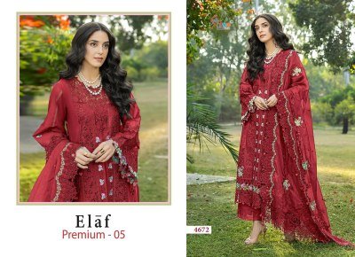 SHREE FABS ELAF PREMIUM-05 DN-4673 and DN-4676 Heavy Embroidered Dupatta Dress Material dress material catalogs