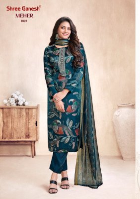 SHREE GANESH MEHER Vol-1 Roman Glass Foil Embroidery 3-Piece Suit kurti pant with dupatta Catalogs