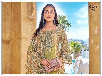 SITARA Readymade Pakistani Suit Jam Satin Digital Print with Mirror Work pakistani suit catalogs