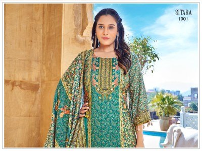 SITARA Readymade Pakistani Suit Jam Satin Digital Print with Mirror Work pakistani suit catalogs