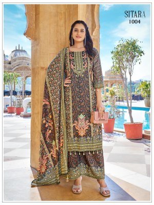 SITARA Readymade Pakistani Suit Jam Satin Digital Print with Mirror Work pakistani suit catalogs