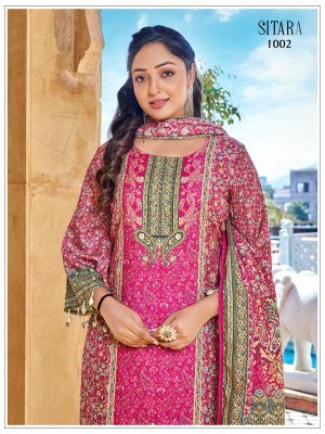 SITARA Readymade Pakistani Suit Jam Satin Digital Print with Mirror Work pakistani suit catalogs