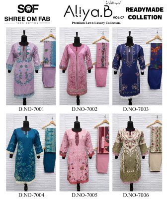 SOF Aliya Vol 7 Karachi Readymade Kurti with Pant And Dupatta  Pure Lawn Cotton Printed Set  Wholesale kurtis catalogs