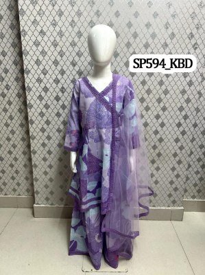SP594_KBD Girls Angrakha Top and Sharara Dupatta Set Printed Rayon Fabric D.NO-SP594 Wholesale Product fancy sharara suit Catalogs