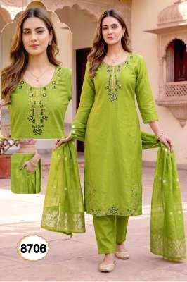 SWARNA Vol-1 Vertigan Silk Heavy Embroidery Sequins 3-Piece Kurti Set kurti pant with dupatta Catalogs