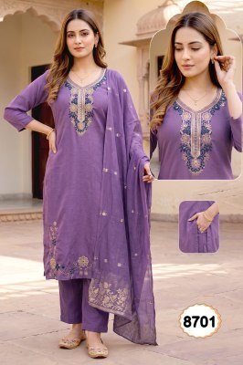 SWARNA Vol-1 Vertigan Silk Heavy Embroidery Sequins 3-Piece Kurti Set kurti pant with dupatta Catalogs