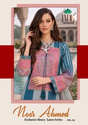 Saanvi Trends Jade Noor Ahmed Vol 4 Lawn Cotton Kurti Set with Dupatta  M   3XL  Karachi suits catalogs