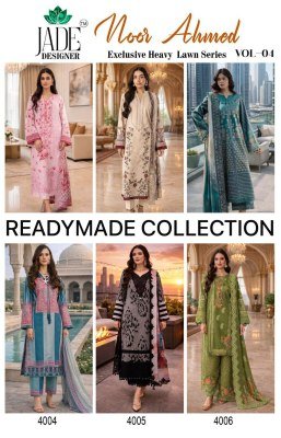 Saanvi Trends Jade Noor Ahmed Vol 4 Lawn Cotton Kurti Set with Dupatta  M   3XL  Karachi suits catalogs