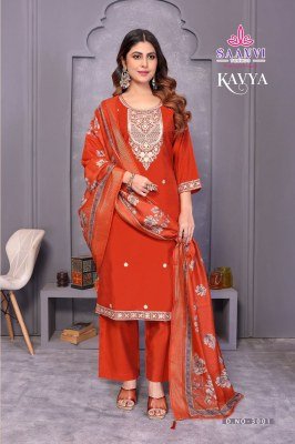 Saanvi Trends Kavya Vol 3 Viscose Chanderi Readymade Catalogue Wholesale Rate readymade suit catalogs