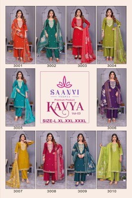 Saanvi Trends Kavya Vol 3 Viscose Chanderi Readymade Catalogue Wholesale Rate readymade suit catalogs