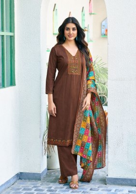 Saanvi by Romani heavy cotton printed embroidered unstitched suit catalogue at low rate salwar kameez catalogs
