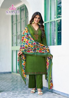 Saanvi by Romani heavy cotton printed embroidered unstitched suit catalogue at low rate salwar kameez catalogs