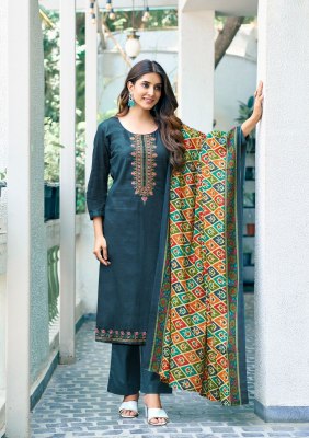 Saanvi by Romani heavy cotton printed embroidered unstitched suit catalogue at low rate salwar kameez catalogs