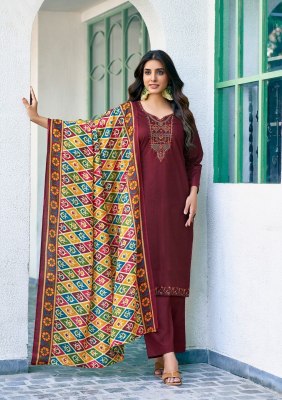 Saanvi by Romani heavy cotton printed embroidered unstitched suit catalogue at low rate salwar kameez catalogs