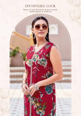Saavi by Kadlee Reyon printed  straight kurti with bottom catalogue at wholesale rate  kurtis catalogs