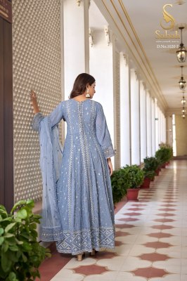 Sabah by Ruhani exclusive heavy faux georgette semi stitched anarkali suit catalpogue at low rate readymade suit catalogs