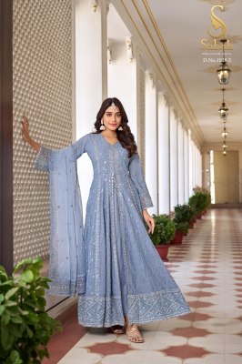 Sabah by Ruhani exclusive heavy faux georgette semi stitched anarkali suit catalpogue at low rate readymade suit catalogs