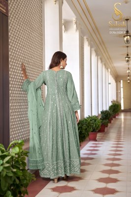 Sabah by Ruhani exclusive heavy faux georgette semi stitched anarkali suit catalpogue at low rate readymade suit catalogs
