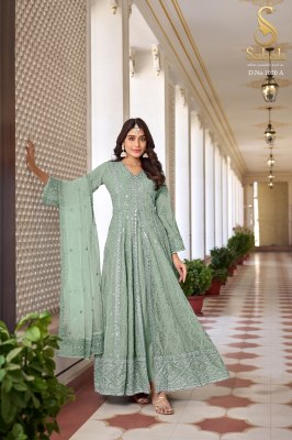 Sabah by Ruhani exclusive heavy faux georgette semi stitched anarkali suit catalpogue at low rate readymade suit catalogs