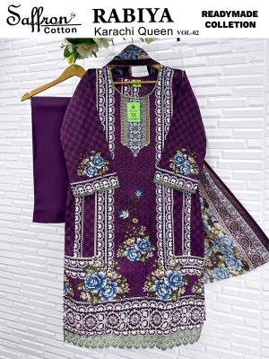 Saffron Cotton Rabiya Karachi Vol 02  Kurti Pant with Dupatta wholesale catalogs