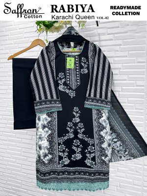 Saffron Cotton Rabiya Karachi Vol 02  Kurti Pant with Dupatta readymade suit catalogs