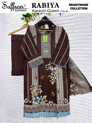 Saffron Cotton Rabiya Karachi Vol 02  Kurti Pant with Dupatta readymade suit catalogs