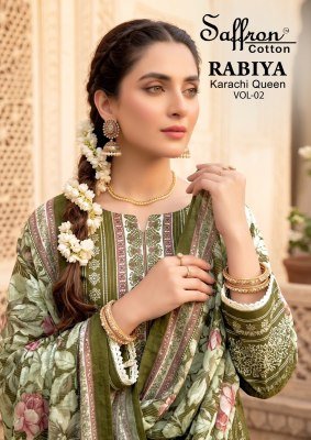 Saffron Rabiya Vol-2 Karachi Cotton Kurti Pant with Dupatta wholesale catalogs