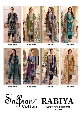 Saffron Rabiya Vol-2 Karachi Cotton Kurti Pant with Dupatta Karachi suits catalogs