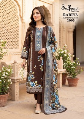 Saffron Rabiya Vol-2 Karachi Cotton Kurti Pant with Dupatta Karachi suits catalogs
