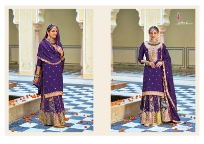 Safroon vol 3 by Eba life style heavy chinon embroidered fancy sharara suit catalogue at affordable rate readymade suit catalogs