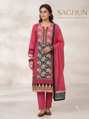Saghun Chanderi Embroidered Suit with Chiffon Dupatta readymade suit catalogs