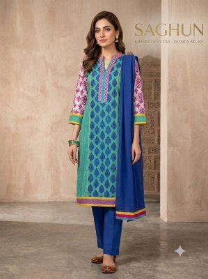 Saghun Chanderi Embroidered Suit with Chiffon Dupatta readymade suit catalogs