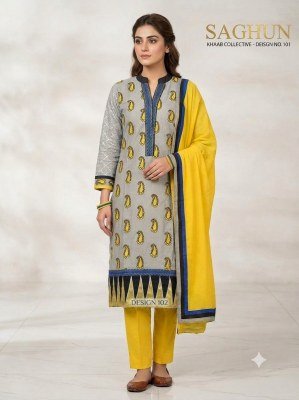 Saghun Chanderi Embroidered Suit with Chiffon Dupatta readymade suit catalogs