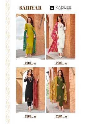 Sahiyar by Kadlee Thread handwork Straight kurti pant dupatta collection at low rate  readymade suit catalogs