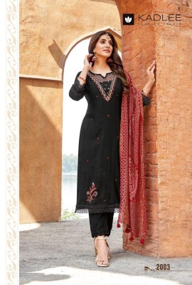 Sahiyar by Kadlee Thread handwork Straight kurti pant dupatta collection at low rate  readymade suit catalogs