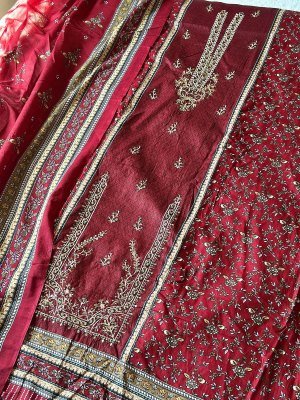 Sahnaz 3546 and 3547 by jihan Super Self embroidered pakistani suit catalogue with khatli work pakistani suit catalogs