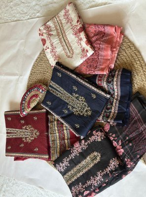 Sahnaz 3546 and 3547 by jihan Super Self embroidered pakistani suit catalogue with khatli work pakistani suit catalogs