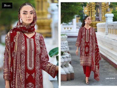 Sahnaz DNo 3548 3549 by  jihan super self Embroidered dress material catalogue at affordable rate salwar kameez catalogs
